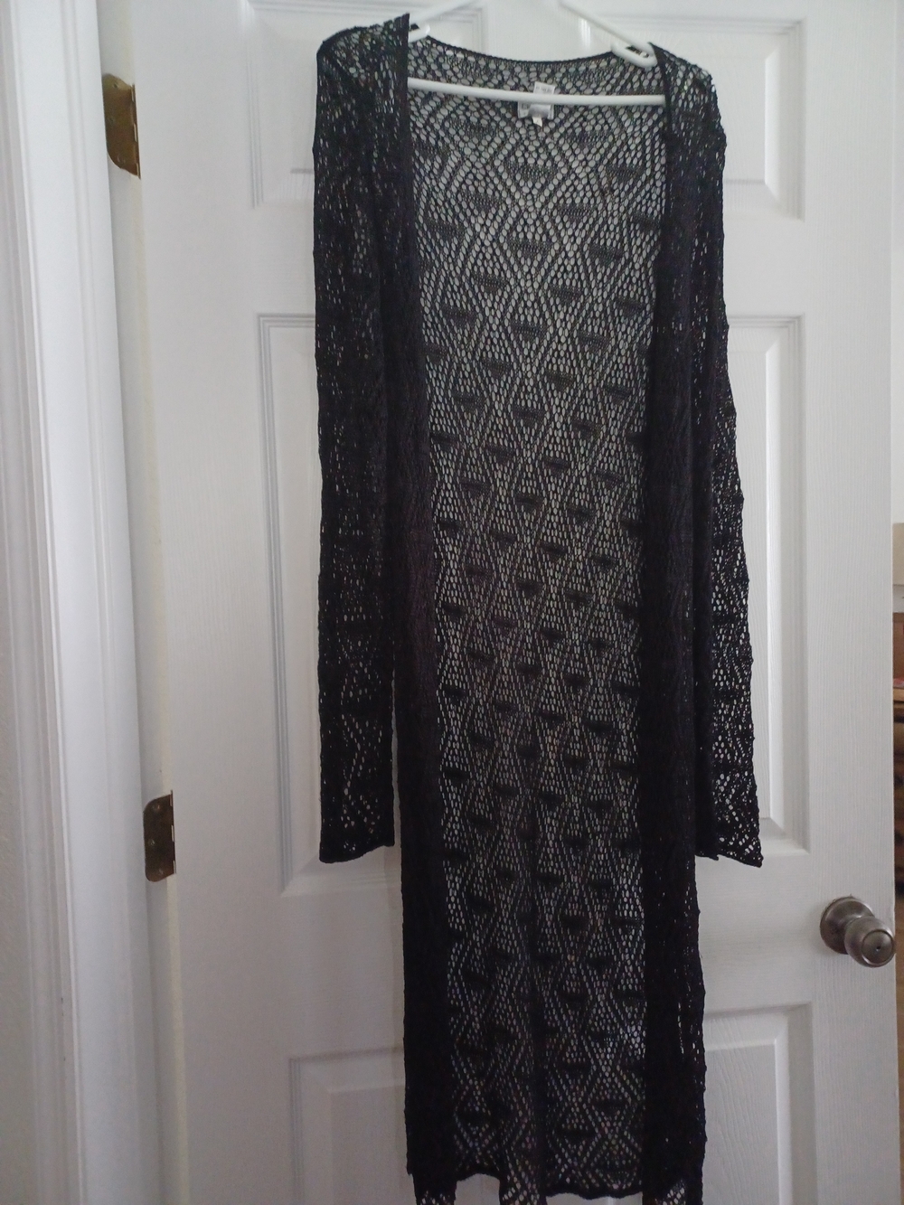 Chico's Womrns Size 3 (XL) Black Open Crochet Duster